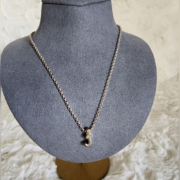 NWOT Silver Letter J Initial Necklace - Picture 1 of 7